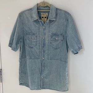 Rag & Bone men’s medium cotton blue short sleeve button down shirt
